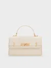 Charles & Keith - Arlet Belted Top Handle Bag In White