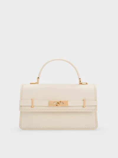 Charles & Keith - Arlet Belted Top Handle Bag In White
