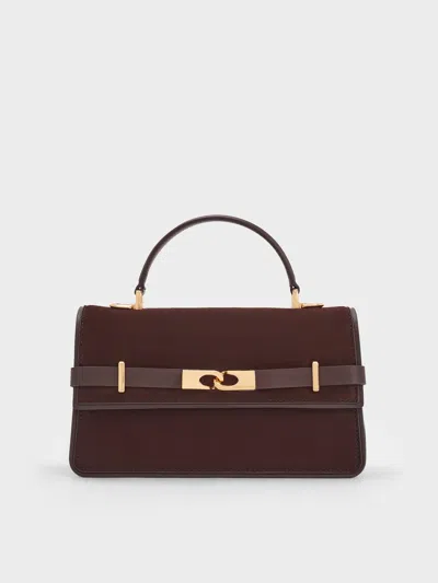 Charles & Keith - Arlet Recycled Suede Belted Top Handle Bag In Brown