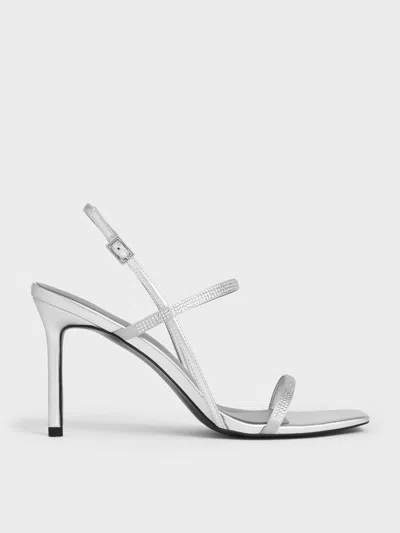 Charles & Keith - Arona Metallic Crystal-embellished Stiletto-heel Sandals