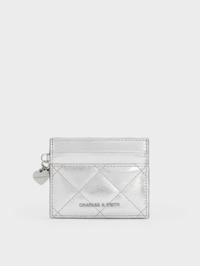 Charles & Keith - Arrietty Quilted Card Holder In Silver