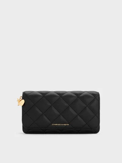 Charles & Keith - Arrietty Quilted Wallet On Chain In Black