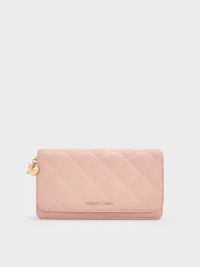 Charles & Keith - Arrietty Quilted Wallet On Chain In Pink