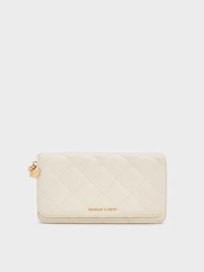 Charles & Keith - Arrietty Quilted Wallet On Chain In White