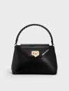 Charles & Keith - Arwen Croc-effect Braided-strap Top Handle Bag In Black