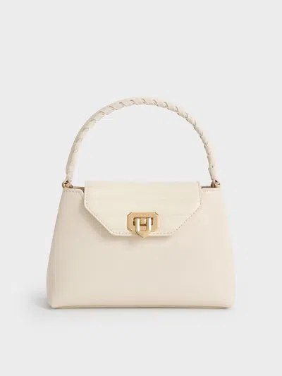 Charles & Keith - Arwen Croc-effect Braided-strap Top Handle Bag In Black
