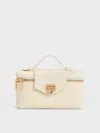 Charles & Keith - Arwen Croc-effect Top Handle Vanity Bag In Cream