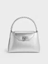 Charles & Keith - Arwen Metallic Braided-strap Top Handle Bag In Silver