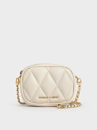 Charles & Keith - Arwen Quilted Mini Bag In Cream