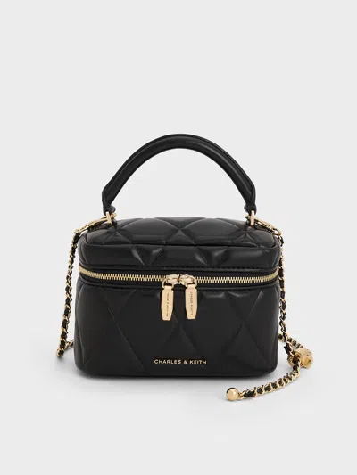 Charles & Keith - Arwen Quilted Top Handle Vanity Bag In Black