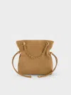Charles & Keith - Arya Recycled Suede Braided-strap Double-handle Crossbody Bag In Sand