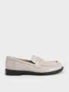 Charles & Keith - Asymmetric Penny Loafers In Grey