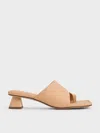 Charles & Keith - Asymmetric Square-toe Toe-ring Sandals In Nude