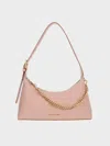 Charles & Keith - Atwood Chain-embellished Shoulder Bag In Light Pink