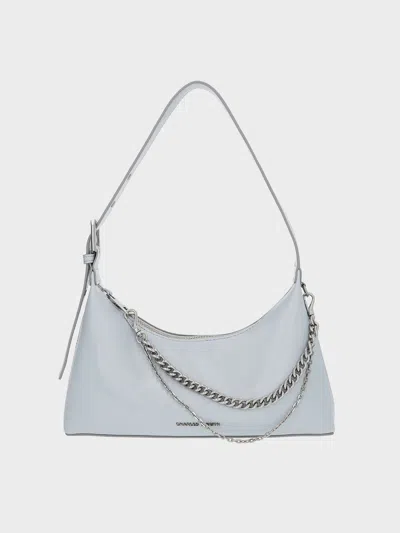 Charles & Keith - Atwood Chain-embellished Shoulder Bag In Blue