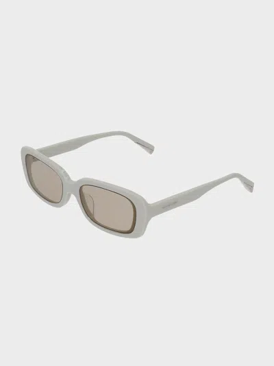 Charles & Keith - Aubrey Rectangular Recycled Acetate Sunglasses In Chalk