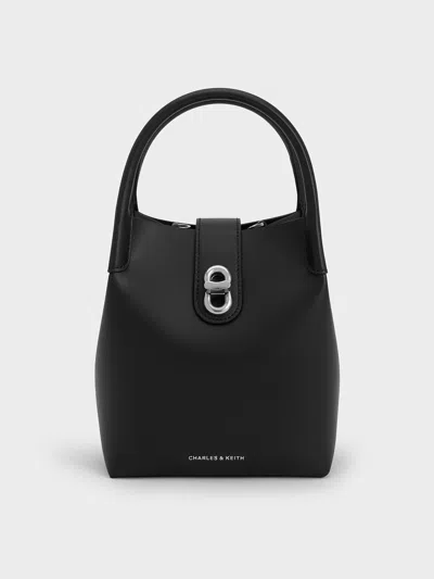Charles & Keith Aubrielle Bucket Bag In Noir