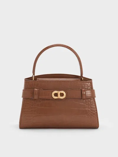 Charles & Keith - Aubrielle Croc-effect Top Handle Bag