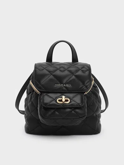 Charles & Keith - Aubrielle Quilted Backpack In Gold