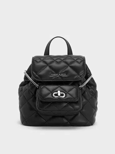 Charles & Keith Aubrielle Quilted Backpack In Noir