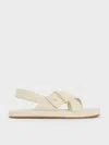 Charles & Keith Crossover-strap Slingback Sandals In Chalk