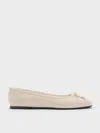 Charles & Keith - Barbara Pearl-embellished Bow Ballet Flats In Neutral
