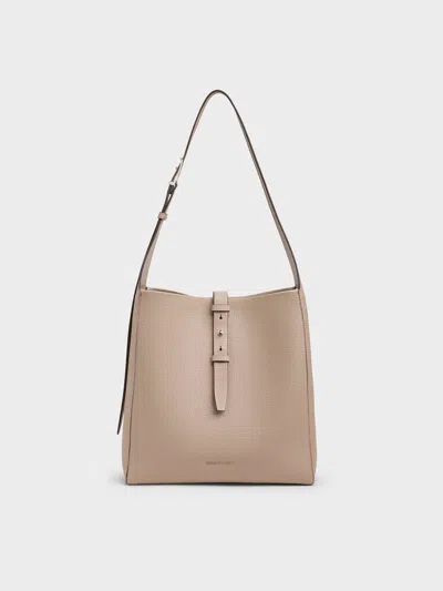 Charles & Keith - Beryl Recycled Leather Belted Hobo Bag In Brown
