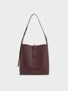 Charles & Keith - Beryl Recycled Leather Belted Hobo Bag In Red