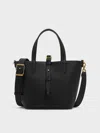 Charles & Keith - Beryl Recycled Leather Double-handle Belted Bucket Bag In Black