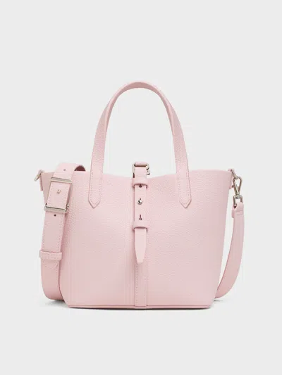 Charles & Keith - Beryl Recycled Leather Double-handle Belted Bucket Bag In Pink