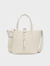Charles & Keith - Beryl Recycled Leather Double-handle Belted Bucket Bag In White