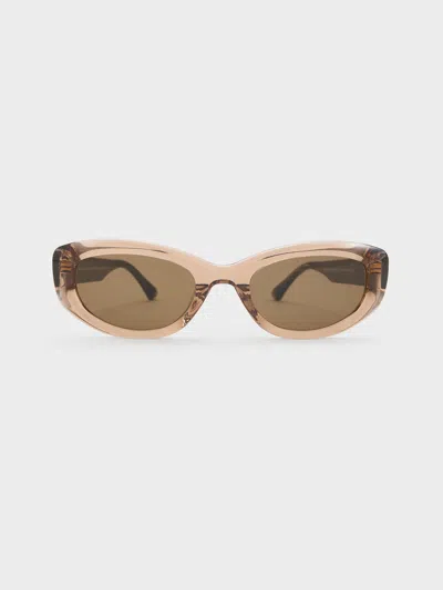 Charles & Keith - Birdie Recycled Acetate Sunglasses In Brown
