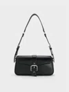 Charles & Keith - Blaise Belted Shoulder Bag In Black