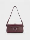 Charles & Keith - Blaise Belted Shoulder Bag In Red
