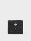 Charles & Keith - Blaise Grommet-belt Top-zip Small Wallet In Black