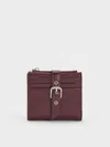 Charles & Keith - Blaise Grommet-belt Top-zip Small Wallet In Red