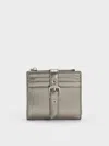 Charles & Keith - Blaise Metallic Grommet-belt Top-zip Small Wallet In Gray
