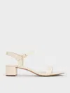 Charles & Keith Block Heel Ankle-strap Sandals In White