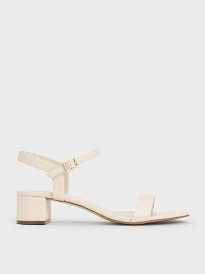 Charles & Keith Block Heel Ankle-strap Sandals In White
