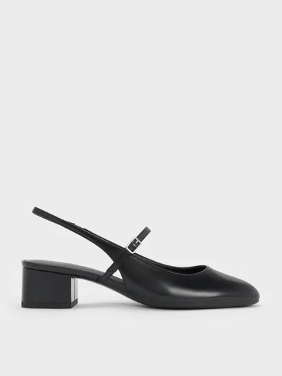 Charles & Keith - Block-heel Slingback Mary Jane Pumps In Black