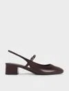 Charles & Keith - Block-heel Slingback Mary Jane Pumps In Burgundy