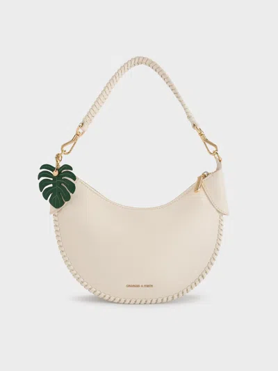 Charles & Keith - Blume Braided Curved Hobo Bag In White