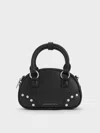 Charles & Keith - Bobbie Studded Top Handle Bag In Black