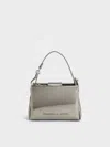 Charles & Keith - Bosie Metallic Top Handle Pouch In Pewter