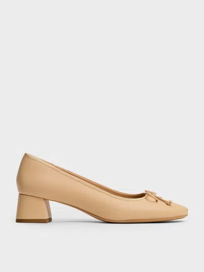 Charles & Keith - Bow Ballet Pumps In Sand