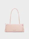 Charles & Keith - Hazel Bow Elongated Trapeze Shoulder Bag In Soft Pink