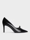 Charles & Keith - Bow Pointed-toe Stiletto-heel Pumps In Black Box