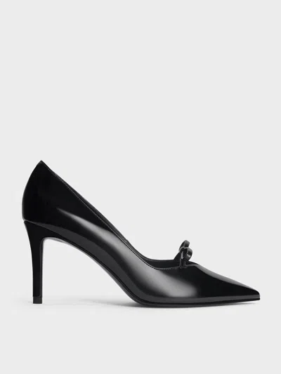 Charles & Keith - Bow Pointed-toe Stiletto-heel Pumps In Black Box