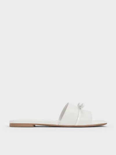 Charles & Keith - Bow Slide Sandals In White
