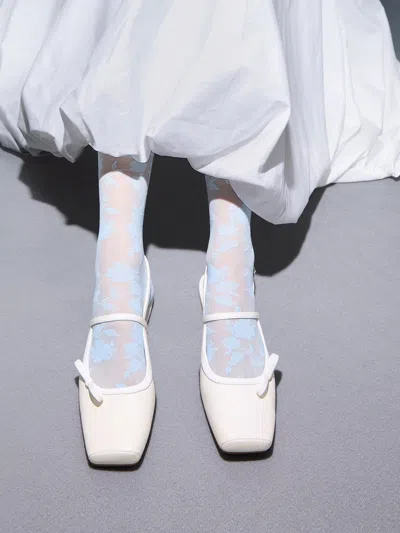 Charles & Keith - Bow Slingback Mary Jane Flats In White